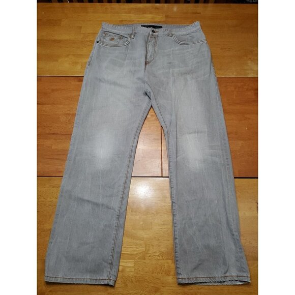 Rocawear Jeans Men 38x33 Baggy Loose Fit Gray Wash Denim Hip Hop Y2K Distressed - Picture 1 of 16